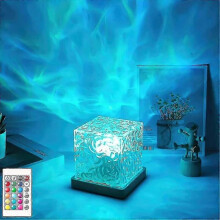 Luminorthe Würfellampe, Himmelswasserlampe, Nordlichter-Würfel-Mitternachts-Aura-Lampe, 16 Farben dynamisches Wasserwellen-Nachtlicht mit Fe