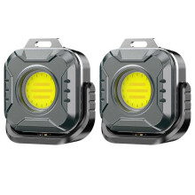 (2 st) Magnetisk LED-arbetslampa, med USB-uppladdningsbart 1200mAh-batteri, 4 ljuslägen, vattentät och hållbar, utmärkt för camping