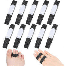 (Negru) 10 buc. atele pentru degete Buddy Tape, fără alunecare, cu cârlig, pentru degete, reutilizabile, din material textil, pentru deget
