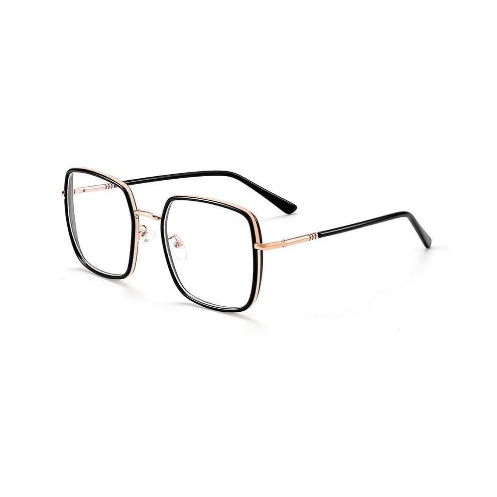 Blue/Light/Black Fashion Anti Eye Strain Reading Glasses Oversized Computer Readers Blocking Eyewear -Golden Size +200
