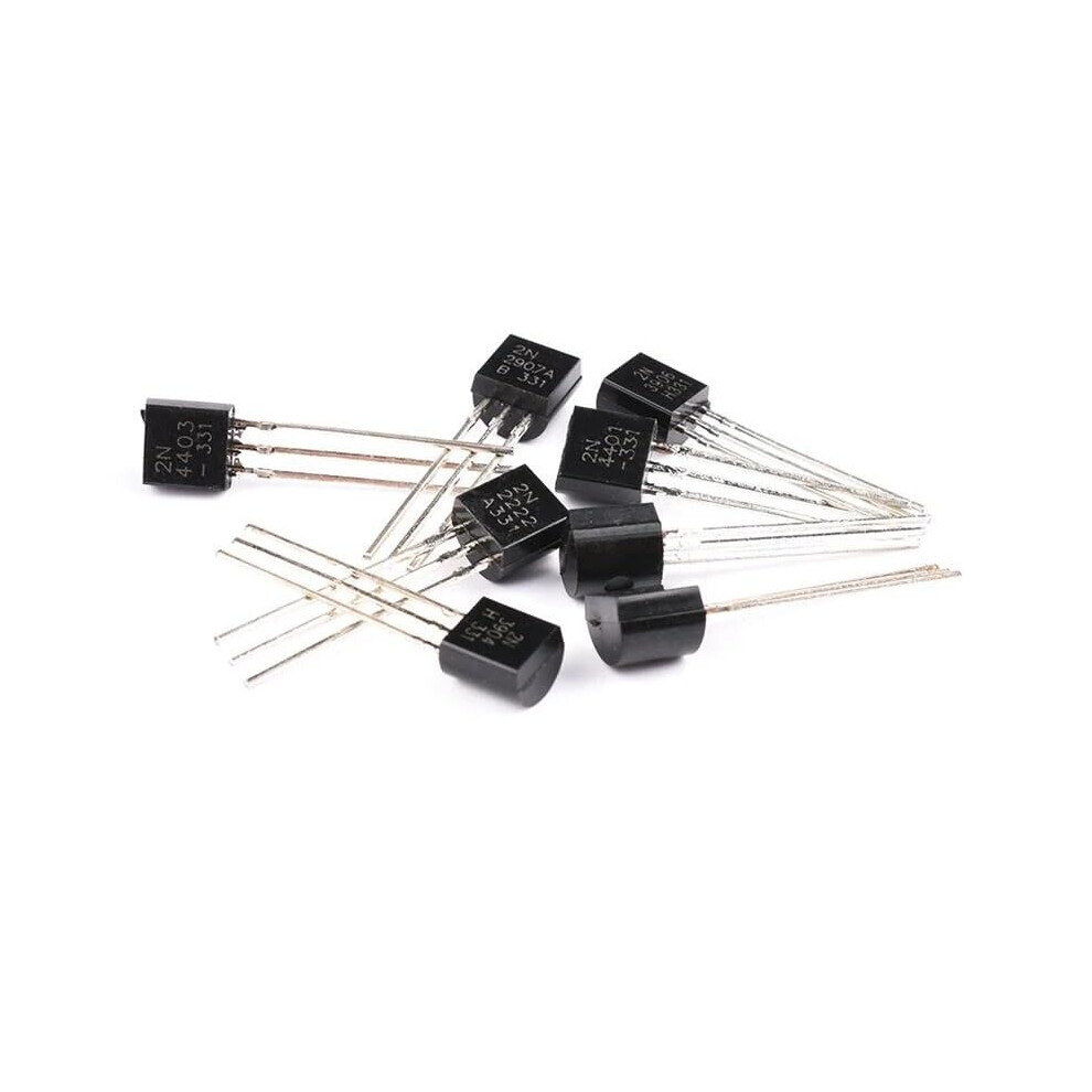 2N3904 Transistors 100 Pcs To-92 Pack, Assorted Npn/Pnp Transistors Including 2N3906 2N4403 2N2907 2N4401 2N2222 9339159951767