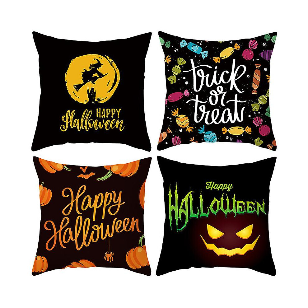 Kikidex (As Show, One Size) Set Of 4 Halloween Sofa Cushions, Skin Pillowcases (45X45cm) Peach