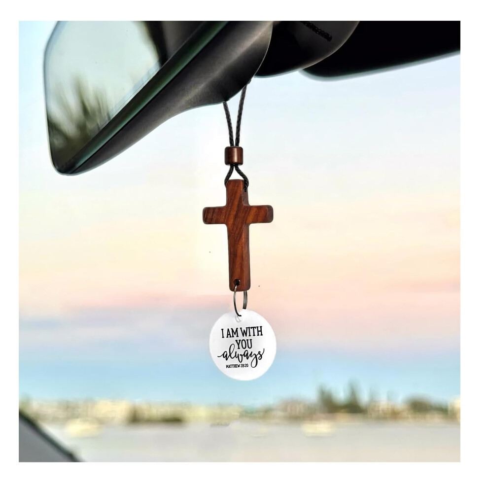 Car Pendant Cross Rearview Mirror Accessory Metal Ornament Hanging Cross White 9067246473730