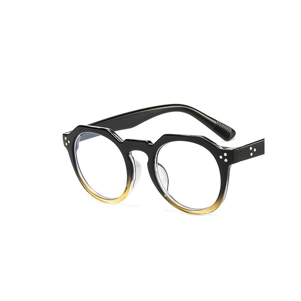 Blue/Light Retro Round Blocking Reading Glasses Tea Color +2.50 Diopter Flat Mirror Comfort Computer Readers