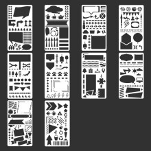 Plastic Stencil Set For Customizing Planners Sketchpads-B