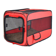 Folding Dog Crate Portable Pet Crate Lightweight Oxford Cloth Red Foldable Travel Carrier For Dogs Pet Tent