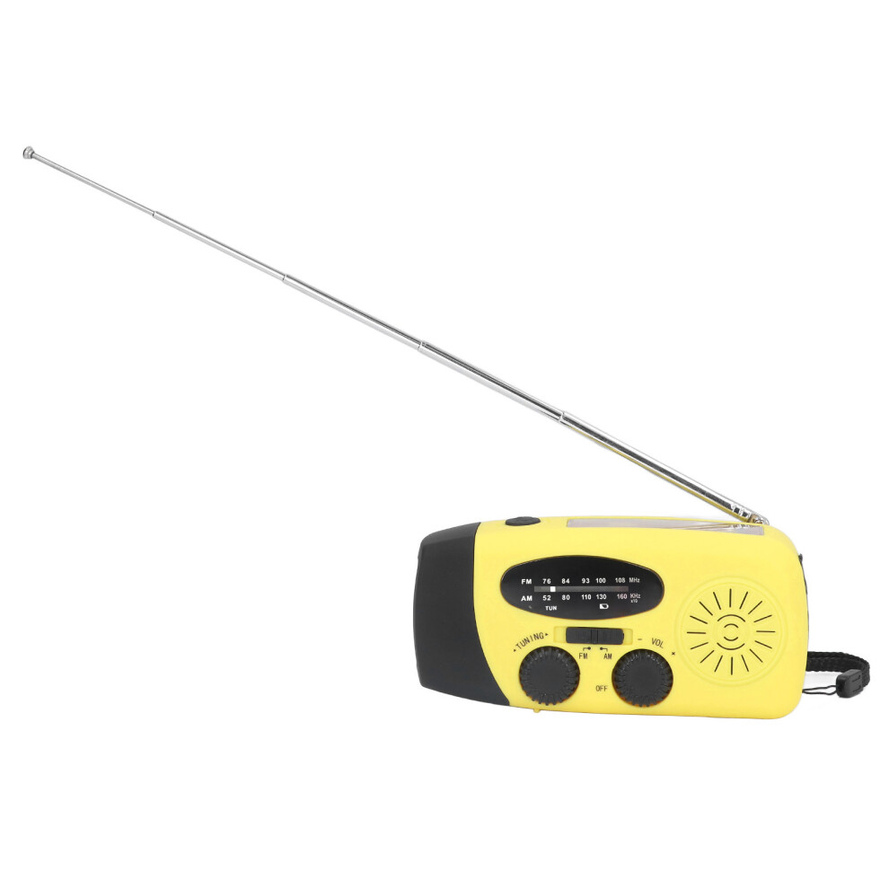 Hand Crank Solar Radio 1200Mah Led Flashlight For Camping Yellow 4281357471323