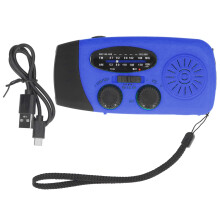 Radio solar con manivela 1200mAh 12.8x6x4.5cm azul