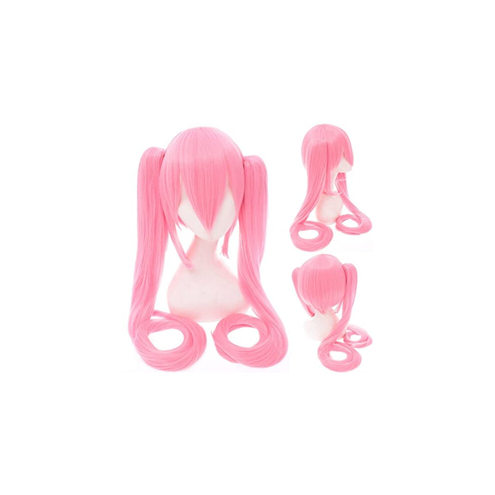 Unisex Blue,Pink,Green Wig For Cosplay Vocaloid Hatsune Miku Ponytail Wig Long Hair Color Blue Green Black Pink Silver Cap Included Cy120-7