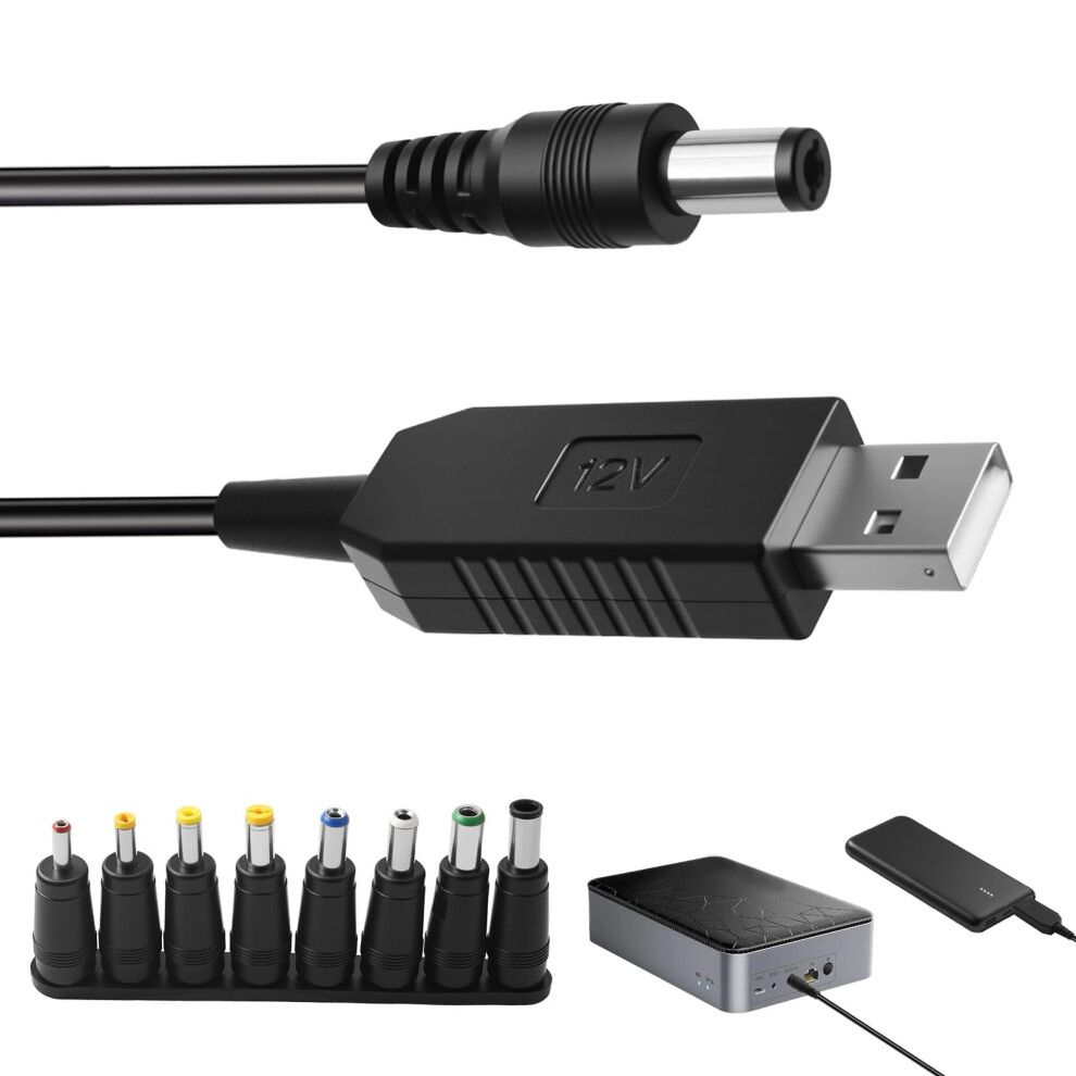 Usb To Dc 12V Cable 1M With 8 Interchangeable Dc Connectors 5.5X2.1mm Plug Adapter 9067246474126