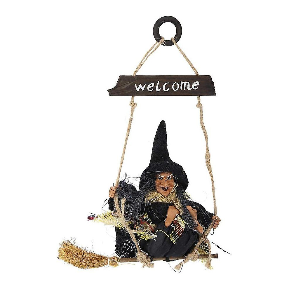 Kikidex (As Show, One Size) Halloween Witch Ornament Hanging Window Ornament Witch Tree Ornament (Black) Black