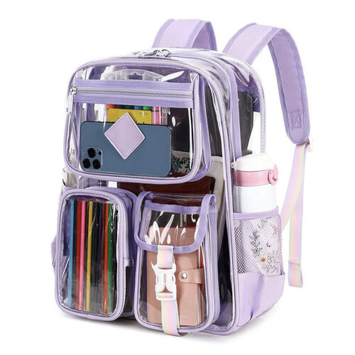 Sacs à dos transparents pour filles, grande capacité,-Violet