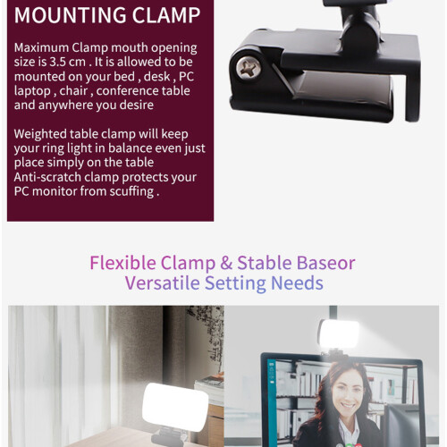 Éclairage USB pour vidéoconférence à 120 LED, blanc, 360 2