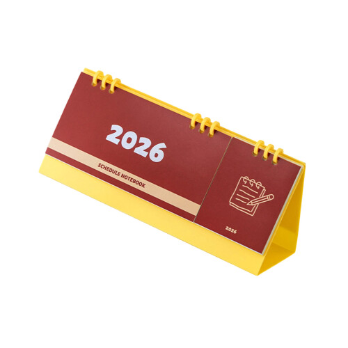 Calendrier de bureau 2026 avec bloc-notes d'écriture,-Jaune