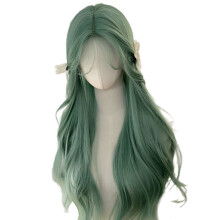 Postiche synthétique bouclée vert menthe, couvre-chef naturel en