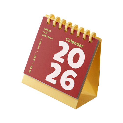Calendrier de bureau 2026 à double bobine, calendrier de-Jaune