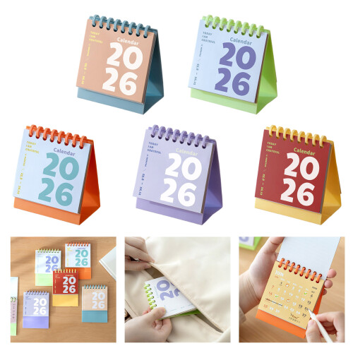 Calendrier de bureau 2026 à double bobine, calendrier de-Jaune 2