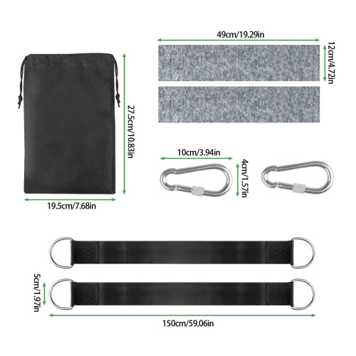 Fixation de chaise suspendue avec mousquetons et sac de 2