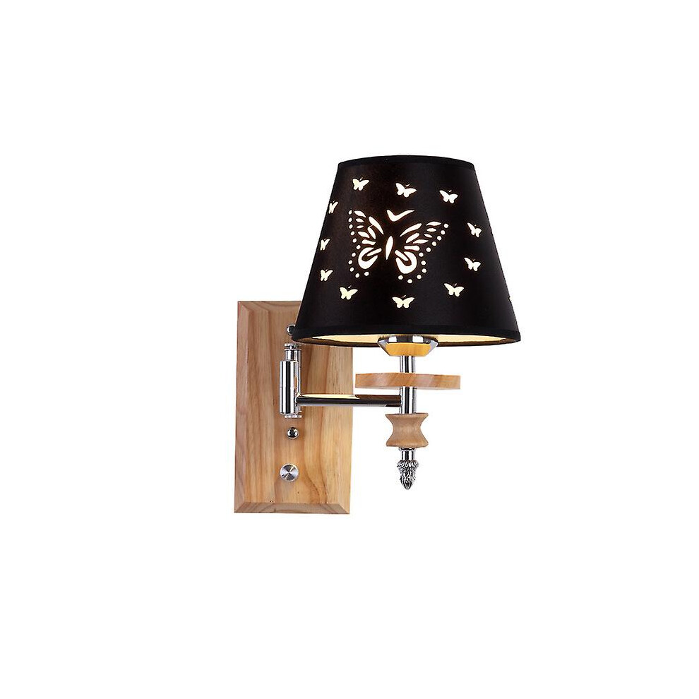 Kikidex (As Show, One Size) Wall Lamp With Black Fabric Lampshade, Bedside Wall Lamp With Switch, Interior Lighting