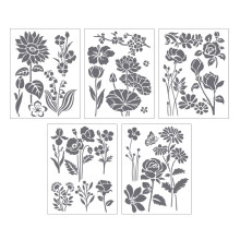 5 Stück Schmetterlings-Blumen-Malvorlagen für die-Blumen