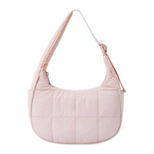 (Pink) Underarm Bag Zipper Quilted Tote Bag for Festive Vaction Work Traveling Shopping