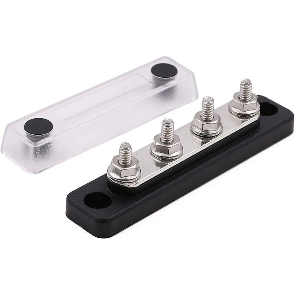 Kikidex (As Show, One Size) 4 Stud Bus Bar Electrical Terminal Block Junction Block 100A Ac 300V Dc 48V For Truck Bus Boat Caravan