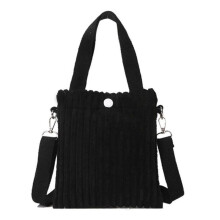 (Black) Stylish Mini Tote Bag for Women Corduroy Shoulder Bags Spring Summer Fashion Handbag  White
