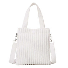 (White) Stylish Mini Tote Bag for Women Corduroy Shoulder Bags Spring Summer Fashion Handbag  White