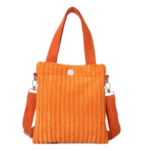 (orange) Stylish Mini Tote Bag for Women Corduroy Shoulder Bags Spring Summer Fashion Handbag  White