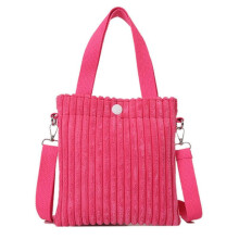 (Hot Pink) Stylish Mini Tote Bag for Women Corduroy Shoulder Bags Spring Summer Fashion Handbag  White