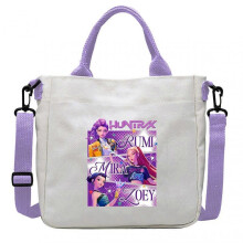 (White - C) KPOP Demon Hunters Canvas Tote Bag, Rumi Mira Zoey Pain Pack Gift Anime Printed Crossbody Bag for Fans Kids