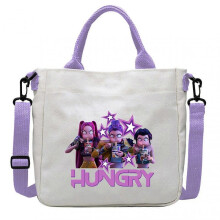 (White - D) KPOP Demon Hunters Canvas Tote Bag, Rumi Mira Zoey Pain Pack Gift Anime Printed Crossbody Bag for Fans Kids