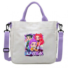 (White - B) KPOP Demon Hunters Canvas Tote Bag, Rumi Mira Zoey Pain Pack Gift Anime Printed Crossbody Bag for Fans Kids