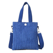 (Blue) Stylish Mini Tote Bag for Women Corduroy Shoulder Bags Spring Summer Fashion Handbag  White