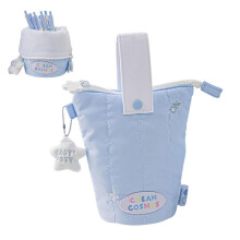 (Blue) Soft Vertical Pencil Case Big Capacity Pen Holder Foldable Pencil Pouch Box Cute Aesthetic Pen Case