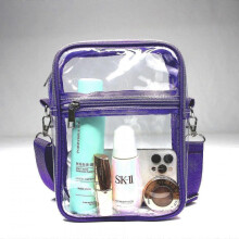 (Purple) Waterproof Clear Crossbody Bag for Stadium Events and Beach