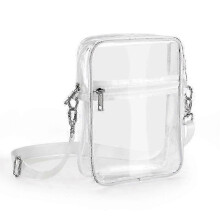 (White) Waterproof Clear Crossbody Bag for Stadium Events and Beach