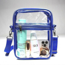 (Blue) Waterproof Clear Crossbody Bag for Stadium Events and Beach