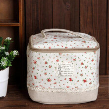 (Red Floral) Large-Capacity Bento Insulated Bag Waterproof and Oil-Proof Insulated Bag for School Office Daily Use