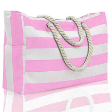 (Pink) Simple Stripe Tote Bag Portable Thick Fashion Hobo-Bag Large Capacity Women Shopping Bag