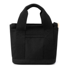 (Portable, black) Large Capacity Multi-pocket Handbag Women Fashion Canvas Tote Bags Daily Zipper