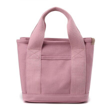(Portable, pink) Large Capacity Multi-pocket Handbag Women Fashion Canvas Tote Bags Daily Zipper