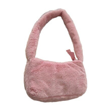 (Pink) Soft Plush Shoulder Bag Chic Tote Purse Handbag Underarm Bag for Women's Everyday Needs  White