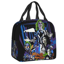 (22x20x10cm  9x8x4in, 18) Tim Burton Horror Movie Thermal Insulated Lunch Bag Women Halloween Beetlejuice Resuable Lunch Tote Box For School Food Bags