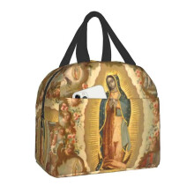 (22x20x13cm, 19) Guadalupe Virgin Mary Thermal Insulated Lunch Bag Catholic Resuable Lunch Tote For Kids School Children Multifunction Food Box