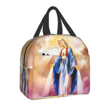 (22x20x13cm, 15) Guadalupe Virgin Mary Thermal Insulated Lunch Bag Catholic Resuable Lunch Tote For Kids School Children Multifunction Food Box