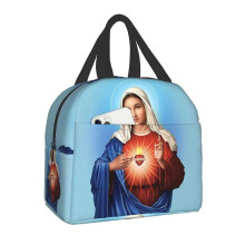 (22x20x13cm, 4) Guadalupe Virgin Mary Thermal Insulated Lunch Bag Catholic Resuable Lunch Tote For Kids School Children Multifunction Food Box