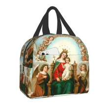 (22x20x13cm, 9) Guadalupe Virgin Mary Thermal Insulated Lunch Bag Catholic Resuable Lunch Tote For Kids School Children Multifunction Food Box