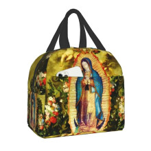 (22x20x13cm, 14) Guadalupe Virgin Mary Thermal Insulated Lunch Bag Catholic Resuable Lunch Tote For Kids School Children Multifunction Food Box