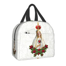 (22x20x13cm, 12) Guadalupe Virgin Mary Thermal Insulated Lunch Bag Catholic Resuable Lunch Tote For Kids School Children Multifunction Food Box